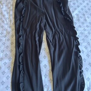 Cynthia Rowley Black Wide Leg Ruffle Pants